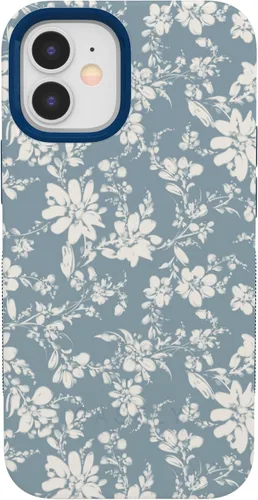 Casely Funda para iPhone 12 Mini | Té de la tarde | Floral azul | Diseño protector audaz | Compatible con MagSafe
