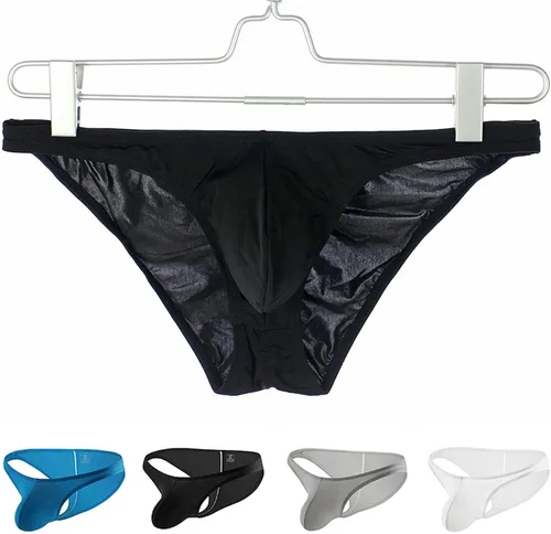 Miniatura 5 de Ropa interior para hombre de cintura baja de seda de hielo para hombre, bikini translúcido