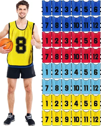Miniatura 9 de Suhine 48 piezas de Penny de fútbol para deportes, varios colores, chalecos de fútbol Scrimmage Team Practice Jersey para adultos y niños