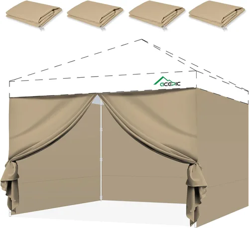 Miniatura 9 de Acepic Paredes laterales de 10 x 10 pies con puerta para marco de toldo desplegable, material impermeable de protección UV para eventos al aire Negro