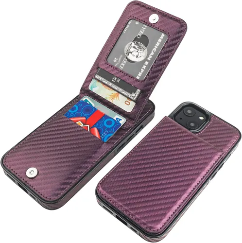 Miniatura 8 de KIHUWEY Compatible con iPhone 14 Funda Cartera con Soporte para Tarjeta de Crédito, Tapa de Cuero Premium con Cierre Magnético Soporte Funda