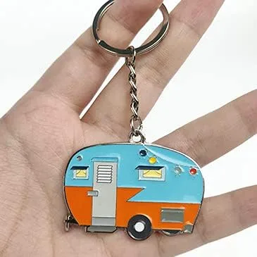 Miniatura 8 de Llavero de casa rodante con texto en inglés "Happy RV", llavero para parejas, regalo para hombres y mujeres, accesorios de campamento, paquete de 2