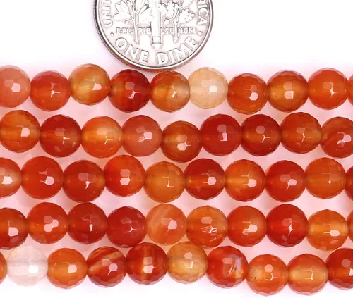 Miniatura 3 de GEM-Inside - Cuentas sueltas de cornalina roja naranja facetada de 0.236 pulgadas (0.236 in), cuentas de energía natural para hacer joyas, redondas