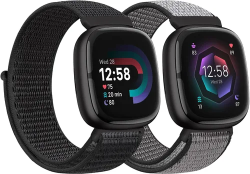 Miniatura 28 de Correas de nailon compatibles con Fitbit Versa 4/Sense 2/Versa 3/Fitbit Sense, correa de repuesto ajustable deportiva suave transpirable
