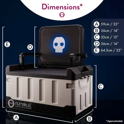 Miniatura 6 de Numskull Caja de almacenamiento de juguetes 2 en 1 inspirada en PS5 y silla plegable, organizador de accesorios para juegos con tapa y asas