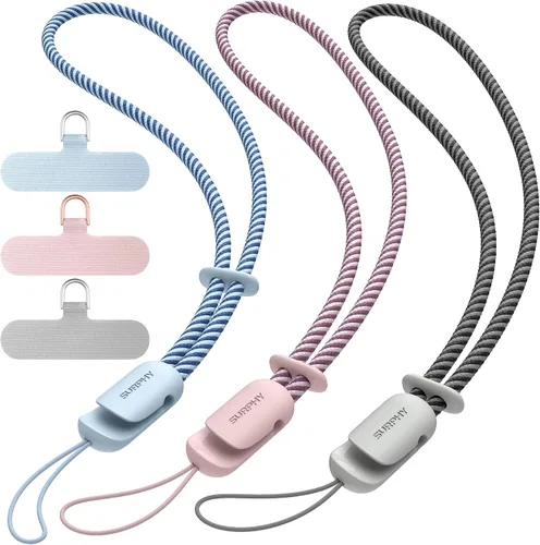 Miniatura 19 de SURPHY Paquete de 3 correas de muñeca para teléfono con lengüeta de sujeción para teléfono celular, correa para teléfono celular, correa para A