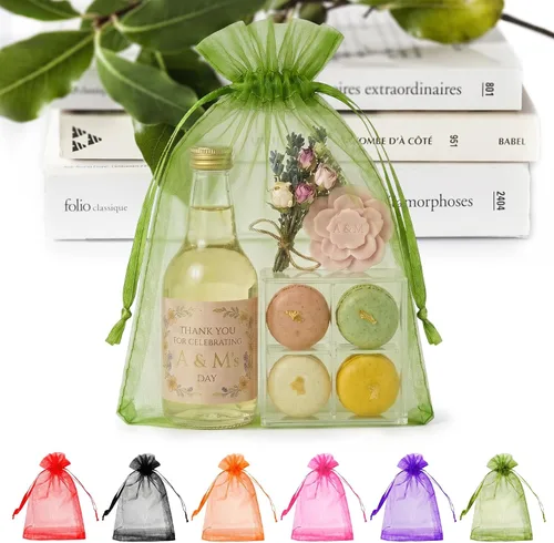 Miniatura 10 de ANZNKU Paquete de 50 bolsas de organza surtidas de 6 x 9 pulgadas, bolsas de malla con cordón, bolsa de malla para regalos, bolsa de organza grande