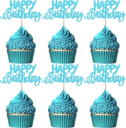 Miniatura 16 de Paquete de 30 adornos para cupcakes con purpurina para celebración, cumpleaños, baby shower, niños, fiesta de cumpleaños, suministros de decoración