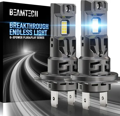 Miniatura 14 de BEAMTECH Bombillas 9005, chips G-XPower HB3 para luz antiniebla 500% más brillante 6500K xenón blanco, enchufe y uso, paquete de 2