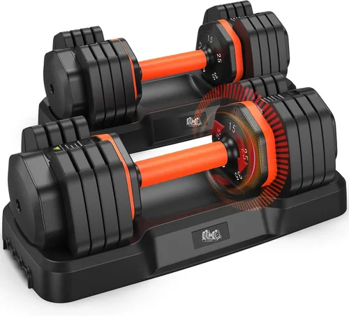 FLYBIRD - Juego de mancuernas ajustables de 2 piezas, juego de mancuernas de 110LB/50LB para ejercicio y fitness en el gimnasio en casa, cambio Par