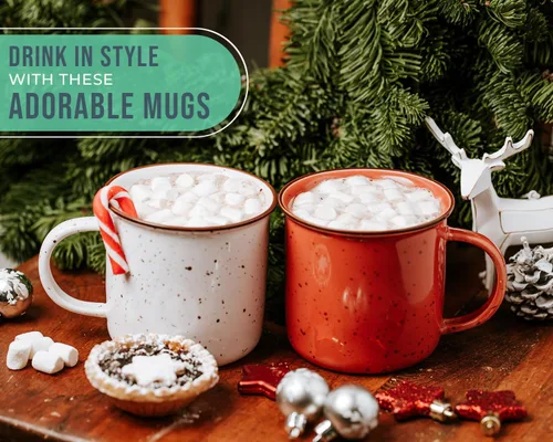 Miniatura 4 de Comfify Speckled Campfire Style Tazas – Juego de 6 – 14 onzas – Colores acogedores – Tazas de café – Tazas de café – Tazas de café – Cerámica
