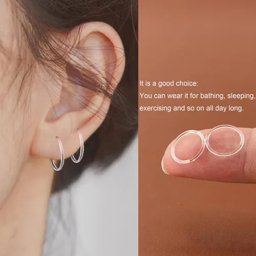 Miniatura 5 de Retenedores de oreja de plástico antialérgicos, anillos de nariz transparentes, calibre 16-20, 4 tamaños, con hebilla, para orejas sensibles y piel