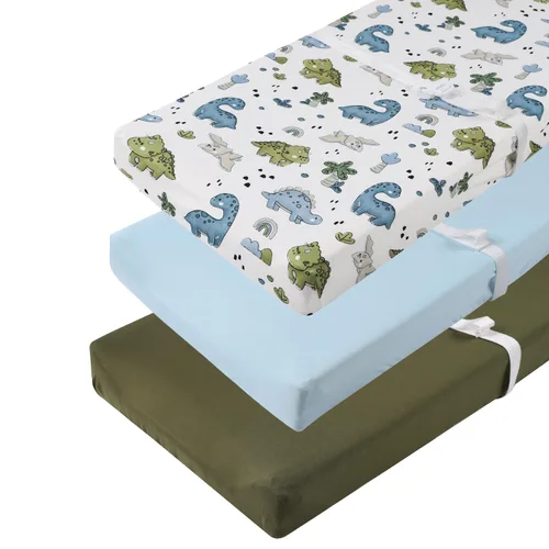 Miniatura 19 de Juego de 3 fundas para cambiador, tejido de punto ultra suave para bebés, niños y niñas, cohete satélite/coche/autobús