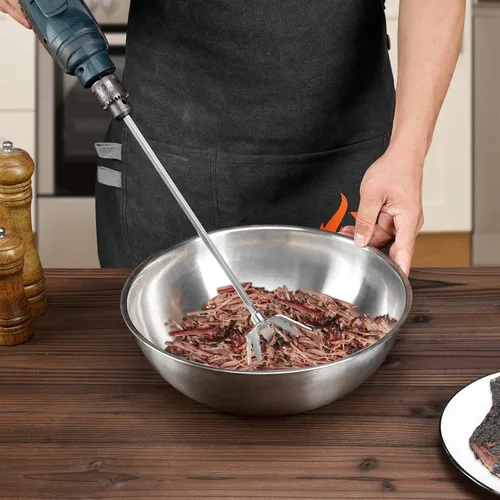 Miniatura 6 de onlyfire Extractor de cerdo de acero inoxidable de 4 pulgadas, triturador de carne ultraafilado utilizado con taladro manual estándar para carne