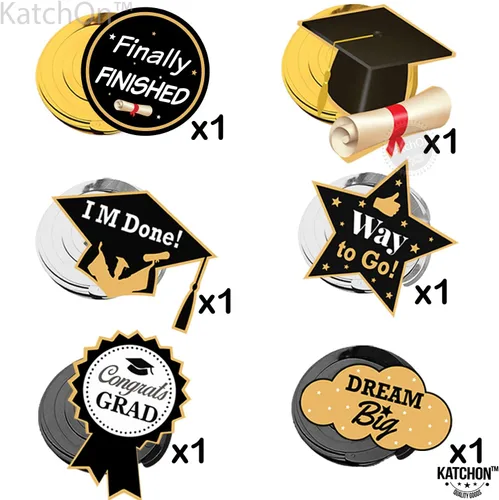 Miniatura 6 de Suministros de fiesta de graduación 2020. Cartel de graduación – Decoración de remolinos colgantes Decoración negra y dorada Feliz graduación