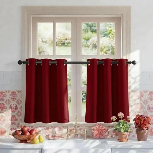 Miniatura 30 de RYB HOME Cortinas opacas de cocina de 36 pulgadas de largo, tratamiento de privacidad para ventanas pequeñas, aislamiento térmico, telón de fondo