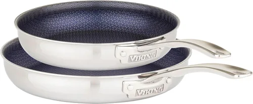 Miniatura 8 de Viking Sartén antiadherente de 3 capas, 8 pulgadas Hybrid Plus utensilios de cocina de acero inoxidable, color plateado