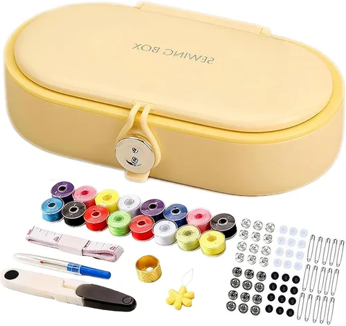 Miniatura 10 de FKOG Kit de proyecto de costura, 135 piezas de suministros de costura familiares de primera calidad, kit de reparación de hilo de coser, accesorios