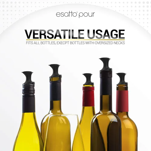 Miniatura 3 de Esatto Verter y sellar, vertedores de botellas de plástico con tapa integrada, vertido fácil y preciso, tapa para almacenamiento y prácticas Negro
