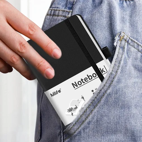 Miniatura 2 de Mlife A6 Cuaderno Pequeño de Diario, Cuaderno Forrado con Compartimento Interior y Soporte para Bolígrafo, Cuaderno Mini de Tapa Dura, 192 Páginas