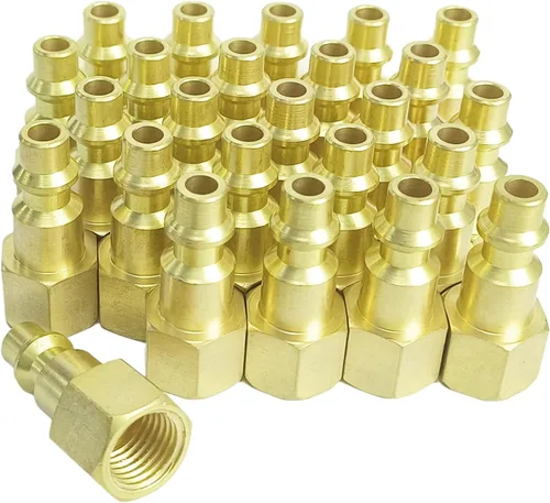 Miniatura 8 de Accesorios de manguera de aire de 1/4", tapones de aire de latón, accesorios de conexión rápida para compresor de aire macho NPT, kit de 10 piezas