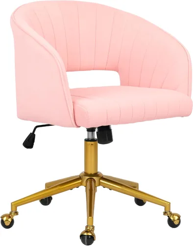 Miniatura 16 de Silla de Oficina para Casa Giratoria de Tela de Pana Silla de Escritorio Sillón de Acento Tapizado Sillas Modernas Capitoné con Base Dorada