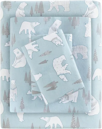 Miniatura 18 de True North by Sleep Philosophy - Sábana de franela acogedora y cálida 100% algodón - Estampado novedoso de animales y estrellas, lindo, ultrasuave