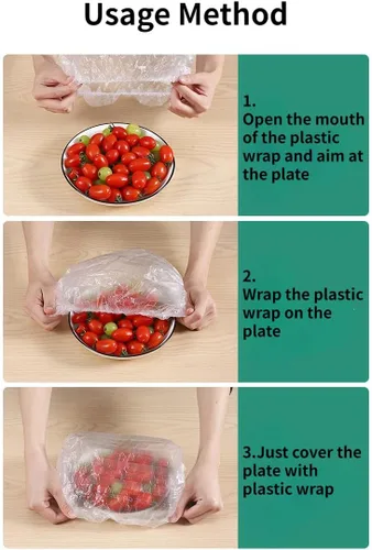 Miniatura 2 de Yeahgoshopping Cubierta de plástico desechable reutilizable para alimentos, fácil con tapas elásticas de cocina, cuencos también se utilizan como