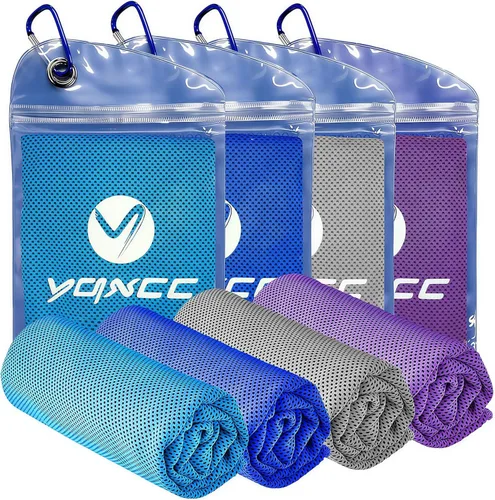 Miniatura 12 de YQXCC Paquete de 4 toallas refrescantes de 40 x 12 pulgadas, toallas de hielo de microfibra para cuello y cara, trapos suaves y transpirables para 2