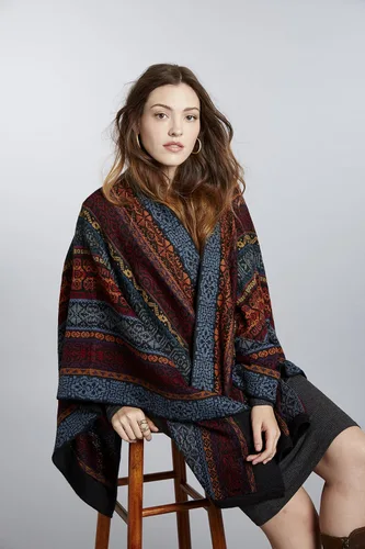 Miniatura 4 de Invisible World Womens Ruana Alpaca Wool Poncho Winter Cape Fall