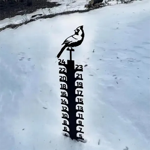 Miniatura 13 de LiveGo Iron Art - Medidor de nieve de 24 pulgadas, medidor de medición para exteriores, palo de medición de nieve desmontable de metal, estacas