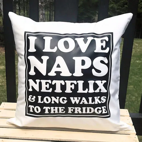 I Love Naps Netflix - Fundas de cojín para decoración de habitación, divertido regalo novedoso para adolescentes, 18 x 18 pulgadas, color: 1 Amo las