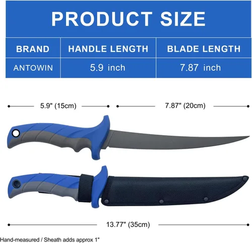 Miniatura 2 de ANTOWIN Cuchillo de filete de 7 pulgadas para pescado, hoja de acero inoxidable SG2 japonés de grado profesional, cuchillos de filete de pesca