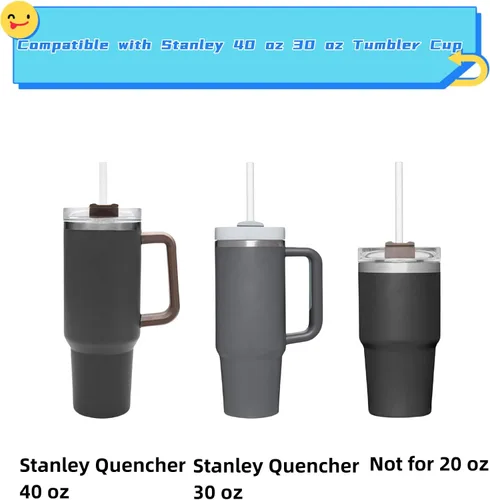 Miniatura 6 de Paquete de 6 popotes de repuesto Tritan para vaso Stanley de 40 onzas, 12 pulgadas de largo, sin BPA, reutilizables, con cepillo de limpieza, aptos