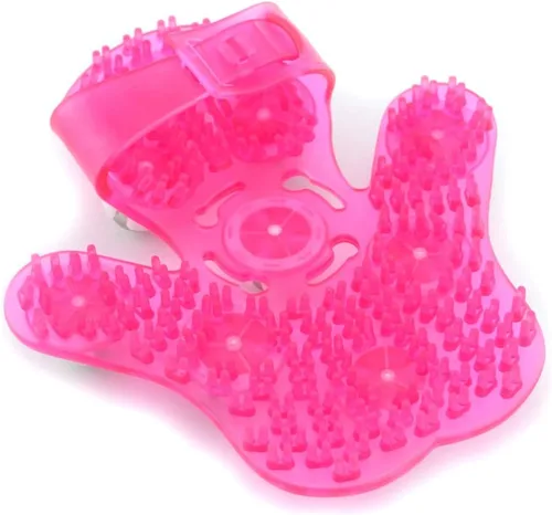 Miniatura 2 de Samyo Guante para masajes en forma de mano, masajeador corporal con 9 rodillos de 360 grados, bola giratoria metálica, cuidado para el cuerpo, Rosa