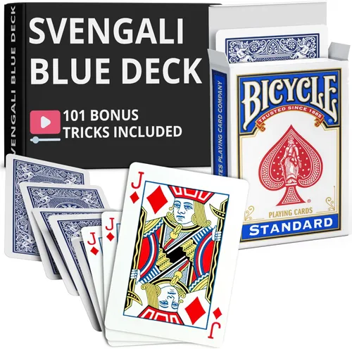 Miniatura 53 de Ted's Sterling Magic Precision Blue Rider Back Bicicleta Svengali Deck con instrucciones para más de 100 trucos (2 de clubes)
