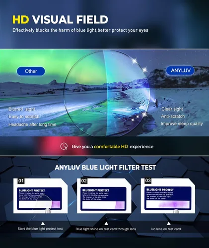 Miniatura 7 de ANYLUV Blue Light Blocking Glasses for Men Women Lightweight Computer Gaming Glasses Anti Eye Strain Rectangle Frame