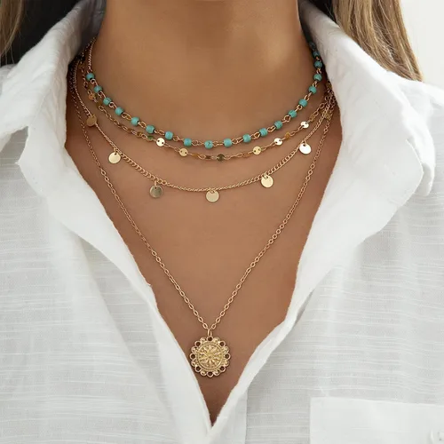 Miniatura 82 de Long tiantian Collares en capas para mujer, joyería occidental para mujer, collar de moneda apilable, collar de país, moderno, bohemio, verano
