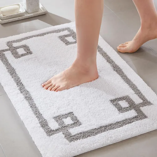 Miniatura 14 de Madison Park Evan Alfombra de Baño 100% Algodón con Respaldo Antideslizante - Tapete de Baño de Felpa Copetuda Lujoso, Absorbente, Secado Rápido