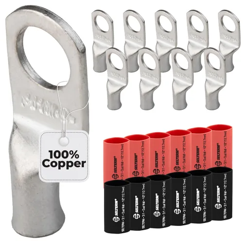 Miniatura 115 de SELTERM 5 piezas terminales de cable de cobre estañado 1/0 AWG perno de 1/2", extremos de cable de batería, terminales de anillo, conectores