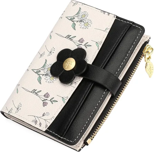 Miniatura 10 de GAEKEAO Billeteras pequeñas para mujer, con bloqueo RFID, plegable, de piel vegana, con bolsillo con cremallera, ventana de identificación