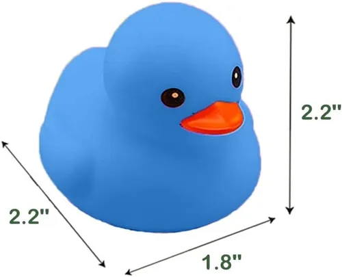 Miniatura 5 de Juguetes de pato de baño, 16 piezas de mini patos de goma azules chirriantes y flotadores, juguete para baby shower, decoración de fiesta para niños