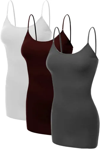 Miniatura 220 de Emmalise Camisola larga casual básica para mujer, con tirantes ajustables, top en capas