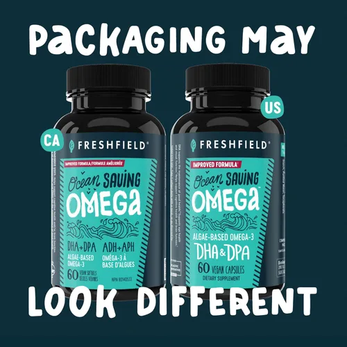 Miniatura 9 de Freshfield Omega 3, Suplementos de DHA, Fórmula potente 1 por día, Aceite de algas (algas), Omega vegano, aceite de pescado para ahorro de océano