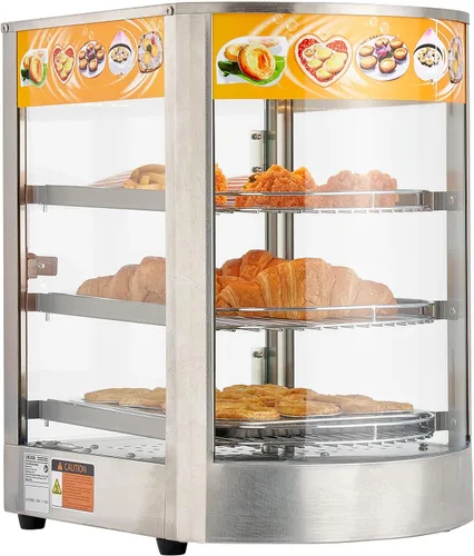 Miniatura 13 de VEVOR Exhibidor Calentador de Alimentos Comercial de 2 Niveles, Calentador Exhibidor de Alimentos de 800W con Luz para Mejorar la Exhibición