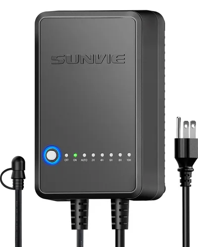 SUNVIE Transformador de Paisaje de Bajo Voltaje de 60W con Temporizador y Sensor de Fotocélula, Transformador de Iluminación de Paisaje de 120V AC a