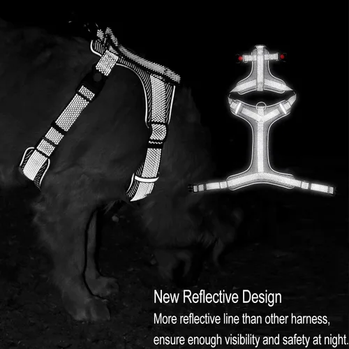 Miniatura 4 de LOS ANDES Arnés reflectante completo para perro, arnés ajustable sin tirones para mascotas, con clip frontal, chaleco acolchado suave con asa, arnés