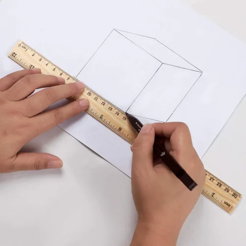 Miniatura 9 de Utoolmart 2 reglas rectas de madera, regla de escala de doble cara de 6 pulgadas, herramienta de medición para ingeniería, arquitecto de oficina