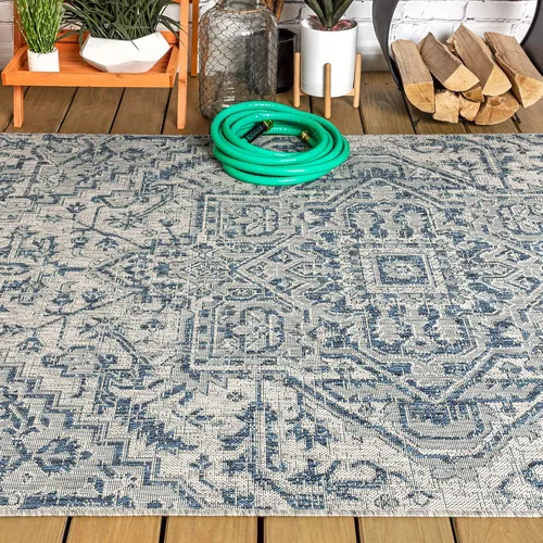 Miniatura 10 de JONATHAN Y SMB105B-3 - Alfombra Estrella bohemia con medallones y tejido texturizado en azul marino/gris de 3 pies x 5 pies Azul/gris