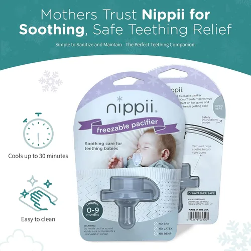 Miniatura 2 de Nippii Chupete congelable para aliviar la dentición del bebé, mordedor seguro para bebés con efecto refrescante, fácil de limpiar, silicona suave